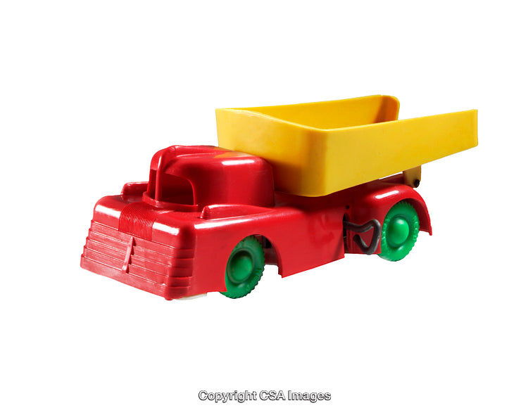 Colorful Plastic Toy Dump Truck for Kids with Red Body and Yellow Bed
