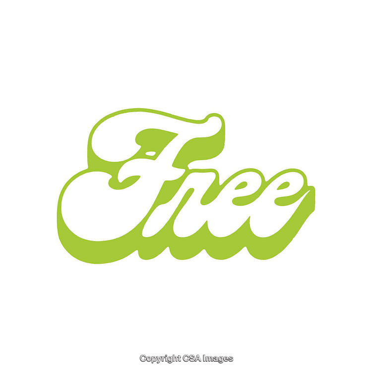 Green Lettering Displaying 'Free' in Bold and Curved Style on White Background