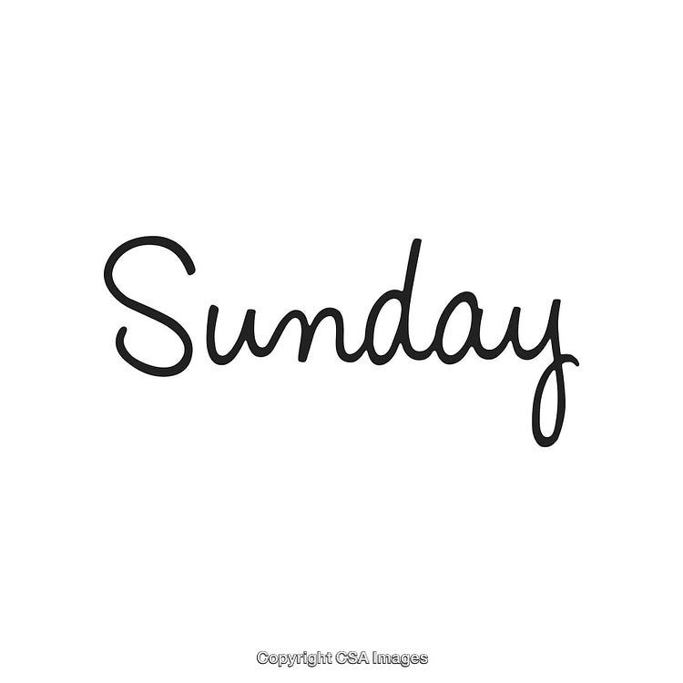 Minimalist Handwritten Sunday Typography on White Background Vector Illustration