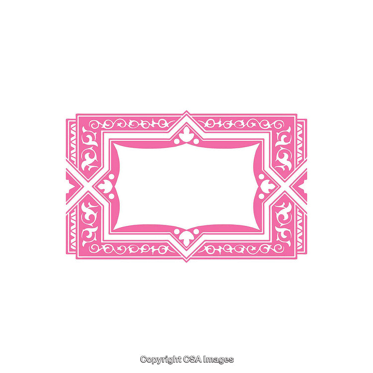 Elegant Pink Decorative Frame with Ornate Details and Blank Center