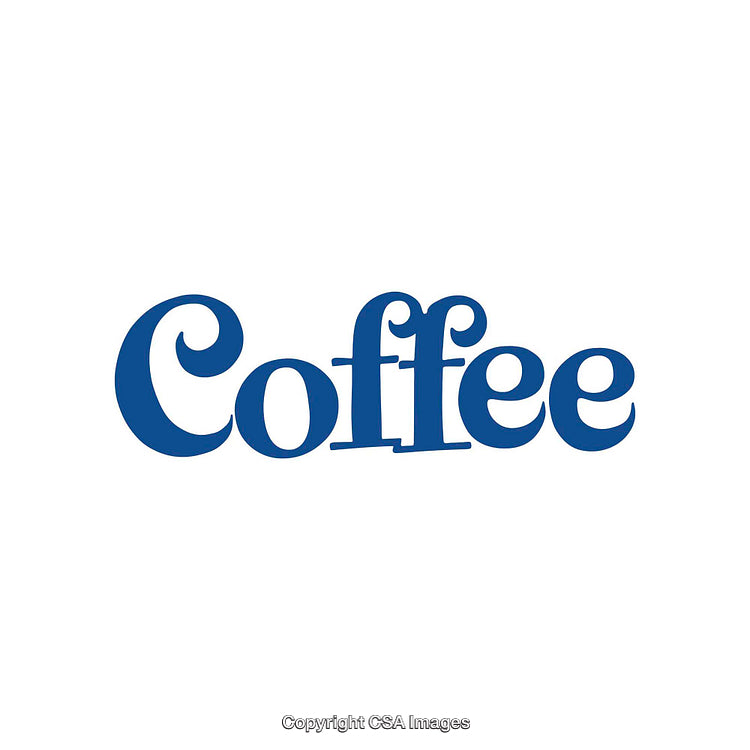 Bold Typography Featuring the Word Coffee in Blue Text with White Background
