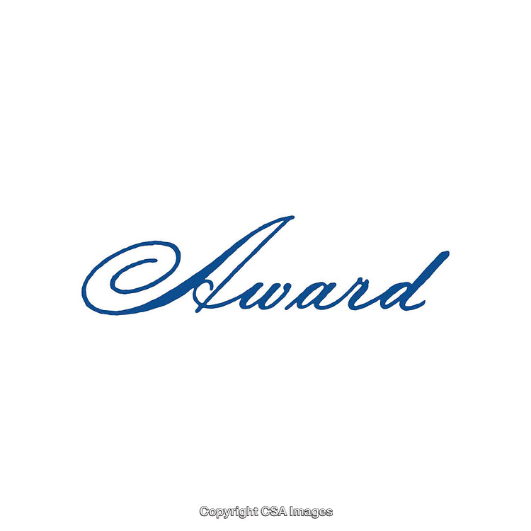Elegant Blue Calligraphy Spelling 'Award' on a White Background