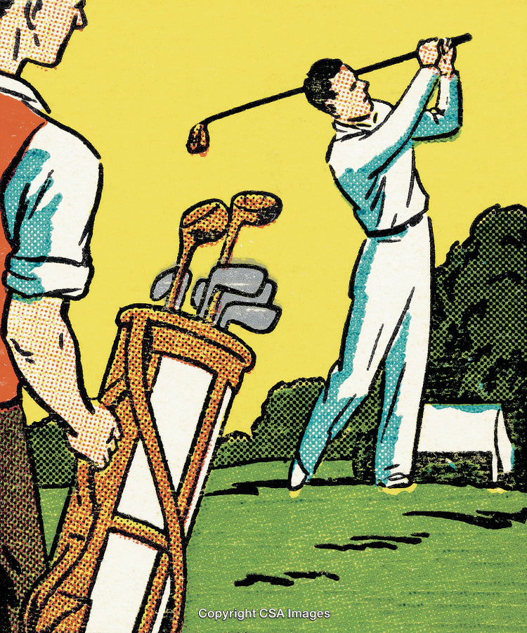 Vintage Comic Style Illustration of a Golf Game Scene