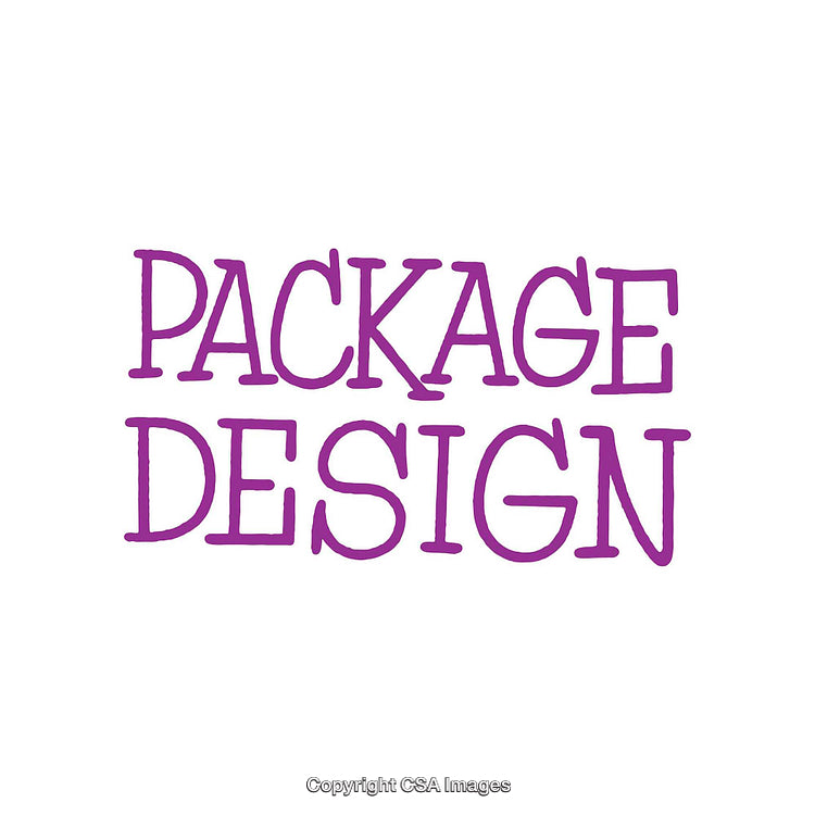 Purple Handwritten 'Package Design' Text on a White Background