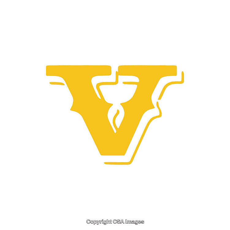 Elegant Yellow Letter V Featuring Abstract Design on White Background