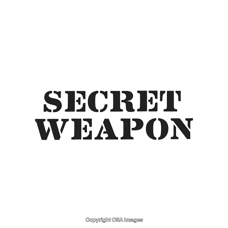 Bold Stencil Text with the Phrase 'Secret Weapon' on White Background