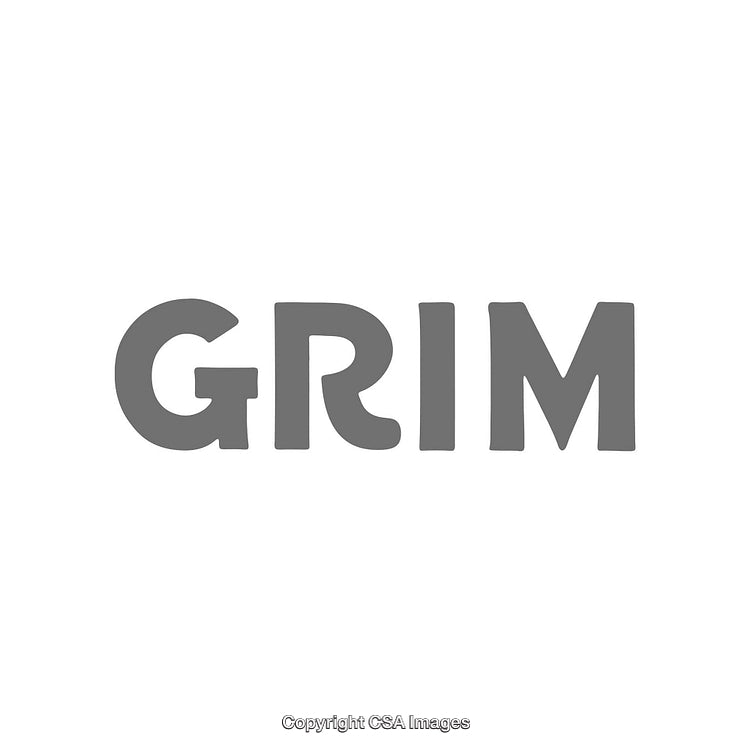 Gray Grim Text Displayed on a White Background