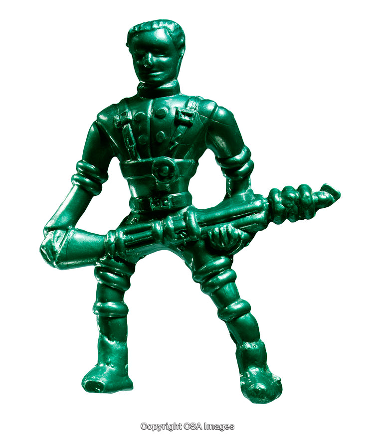 Green Plastic Toy Soldier Figure Holding a Rifle