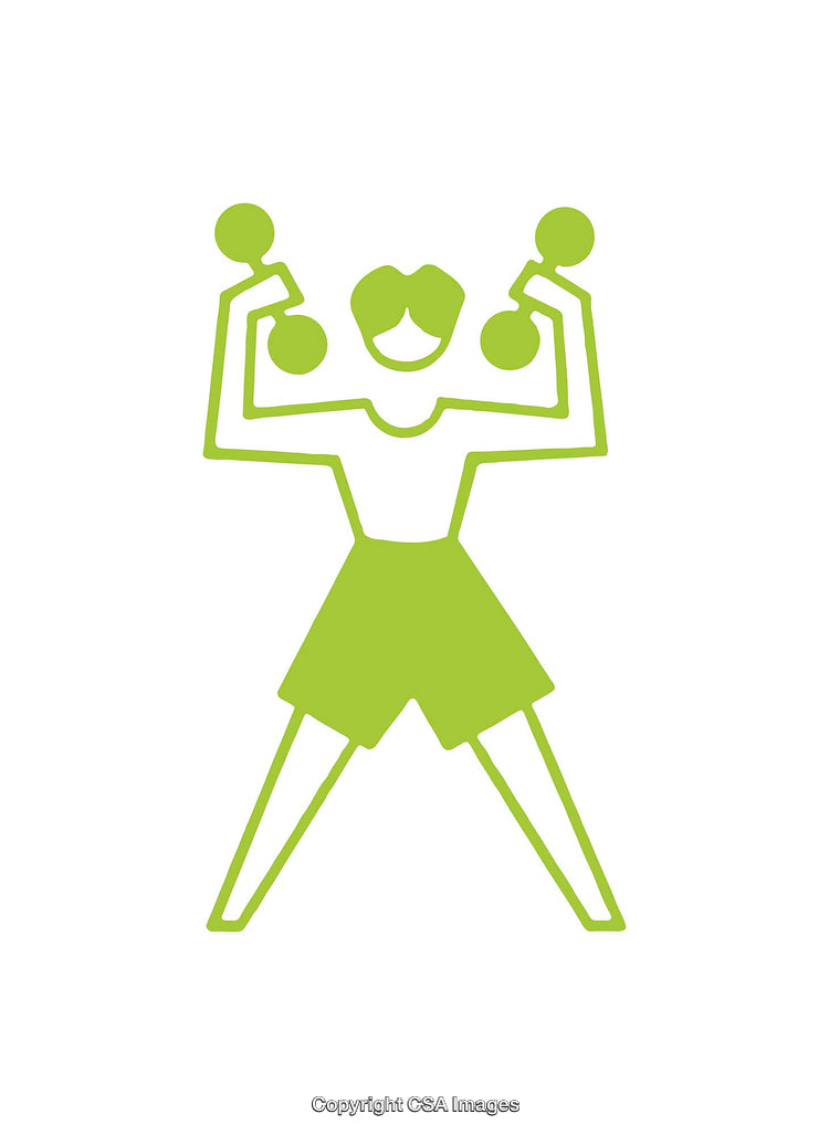 Simple Green Fitness Icon with Dumbbells and Abstract Figure