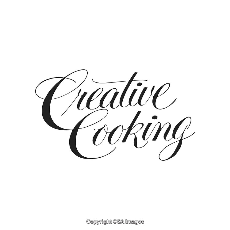 Elegant Calligraphy Representation of Creative Cooking Concept in Black and White