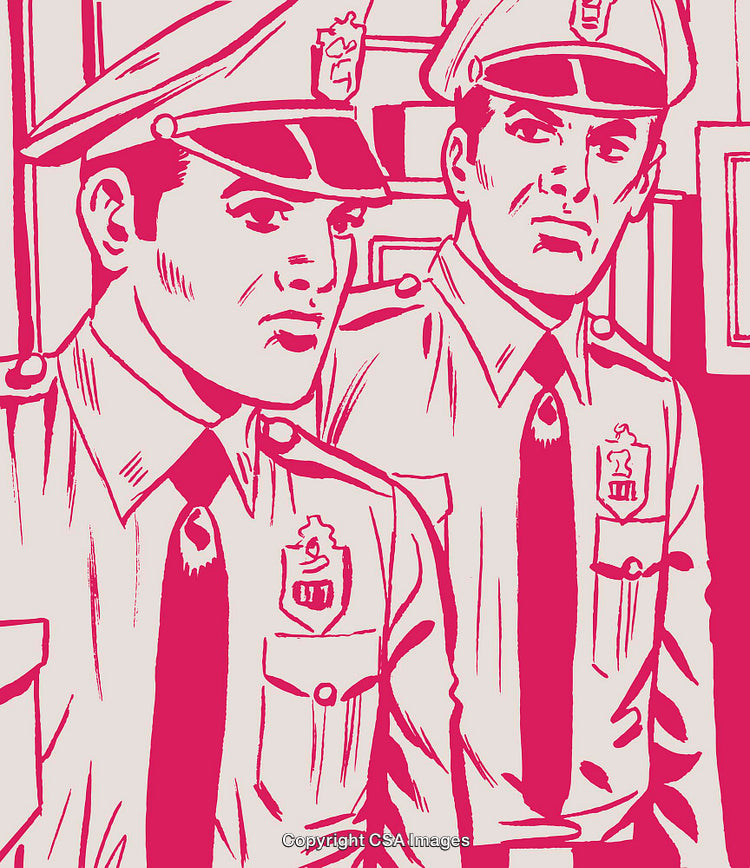Illustration of Two Policemen in a Graphic Design Style