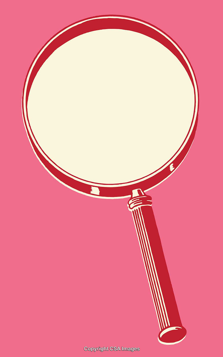 Vintage Red Magnifying Glass on a Pink Background Illustration