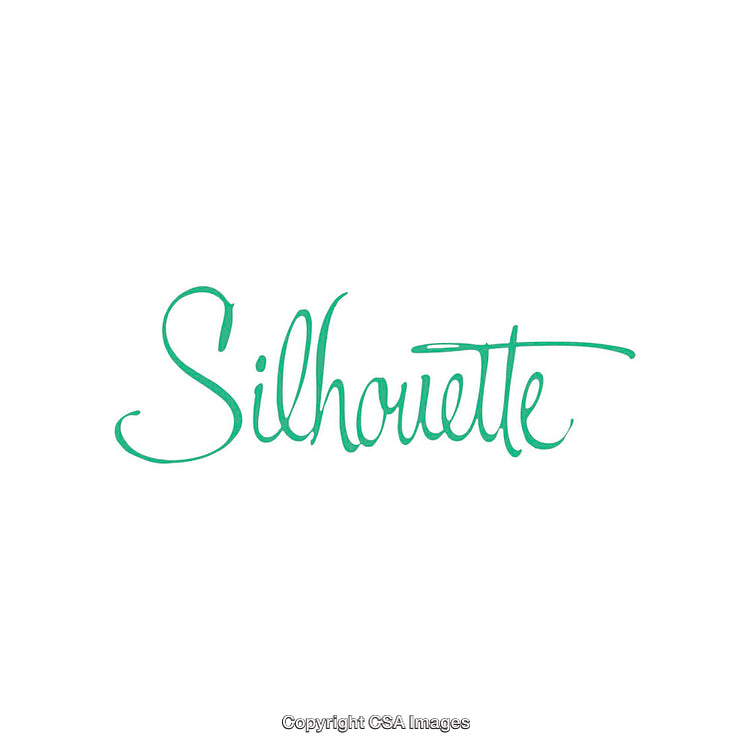 Green Calligraphic Text Displaying the Word Silhouette on White Background