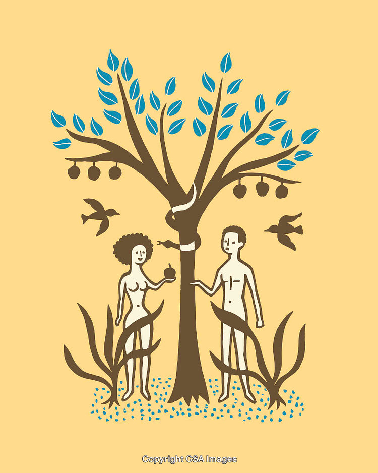 Color Illustration of Biblical Characters Under a Tree