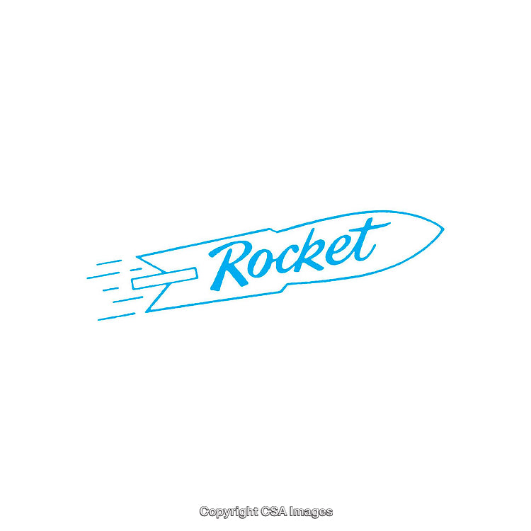 Minimal Blue Rocket Illustrative Logo on White Background