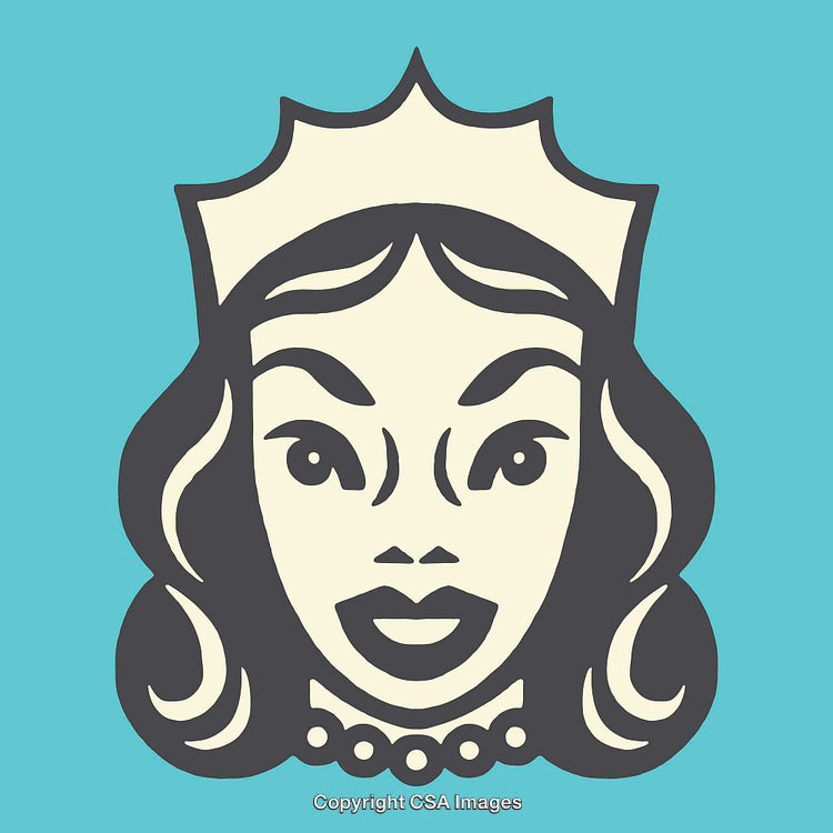 Retro Style Portrait of a Woman Wearing a Crown