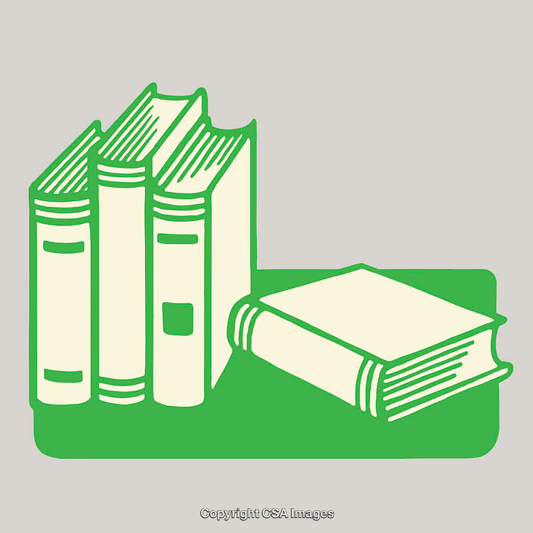 Color Line Art Illustration of Books in Neatly Arranged Positions