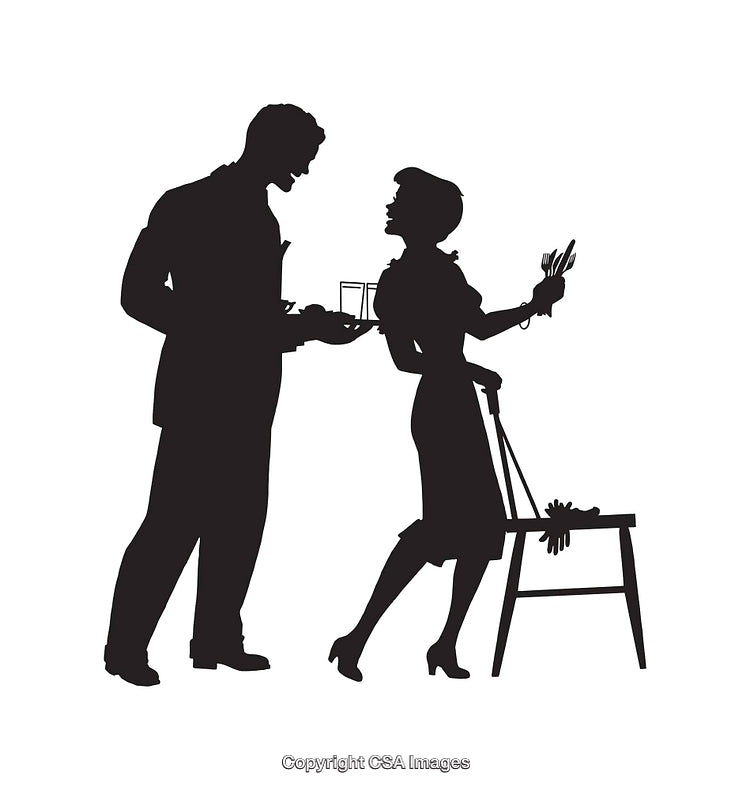 Black and White Silhouette of a Couple in Domestic Setting