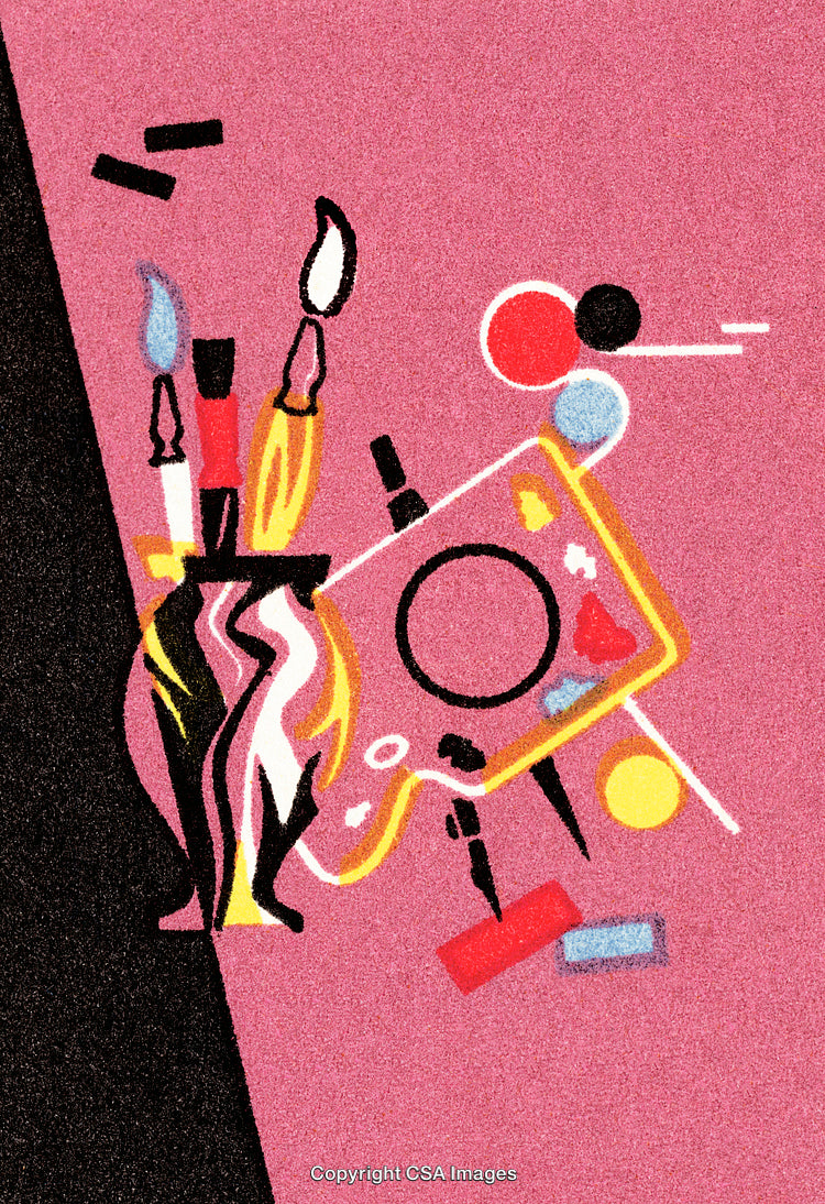 Creative Abstract Artwork with Vibrant Colors and Geometric Elements