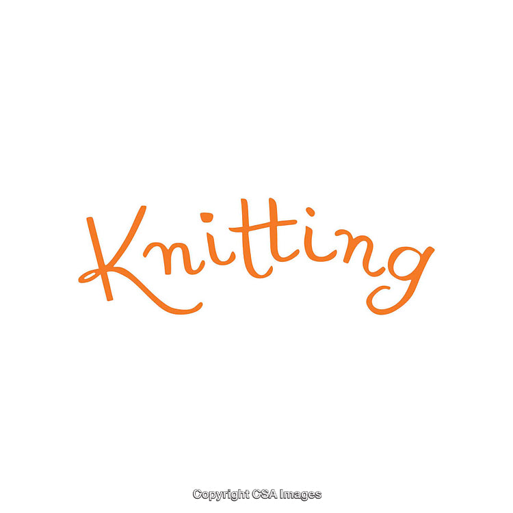 Elegant Orange Knitting Lettering Featuring a Minimalist Design on White Background