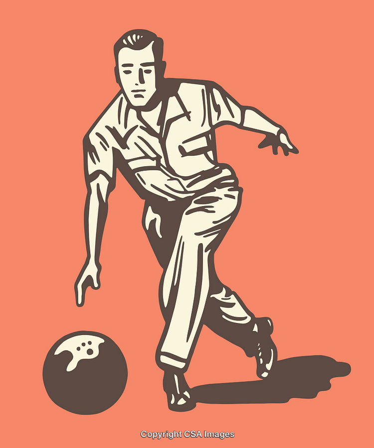 Retro Style Illustration of a Bowling Player in Action