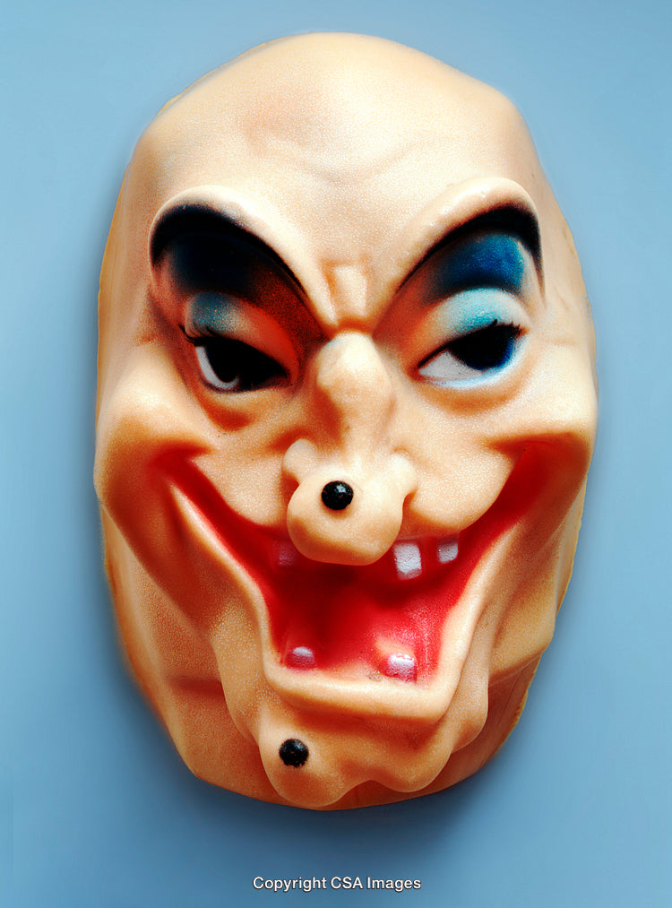 Creepy Halloween Mask with Distinct Scary Features and Bold Colors