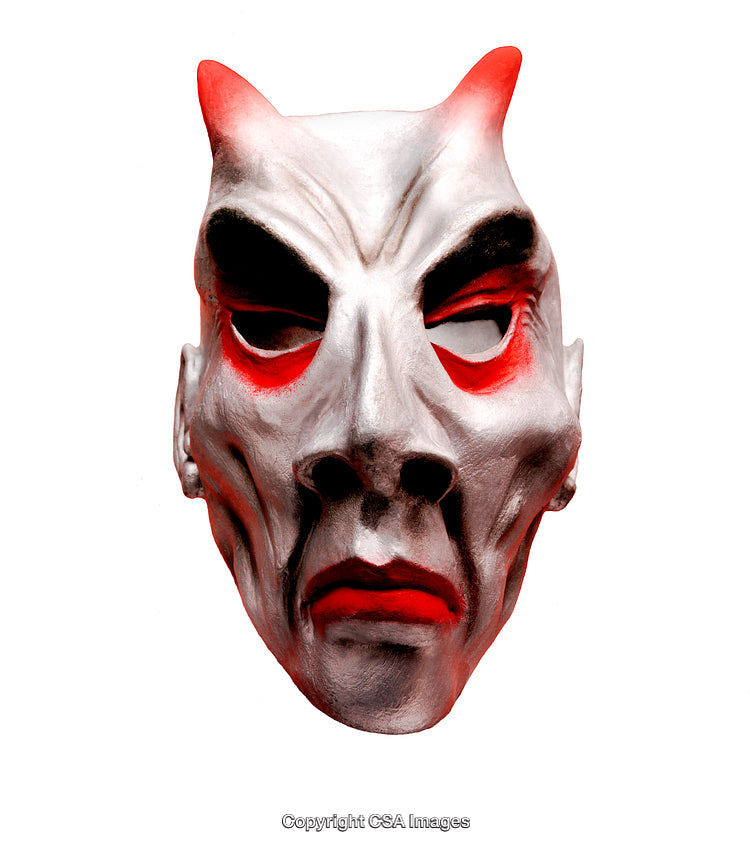 Detailed Mask Of a Demon Face with Intense Red Features for Halloween