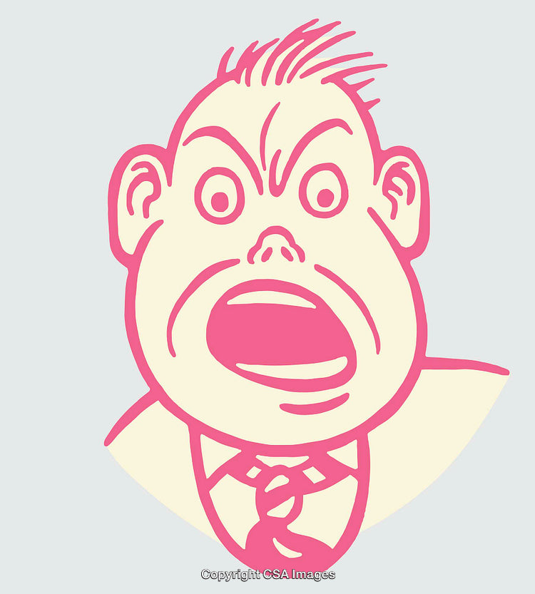 Expressive Line Art of a Surprised Individual in Bold Colors
