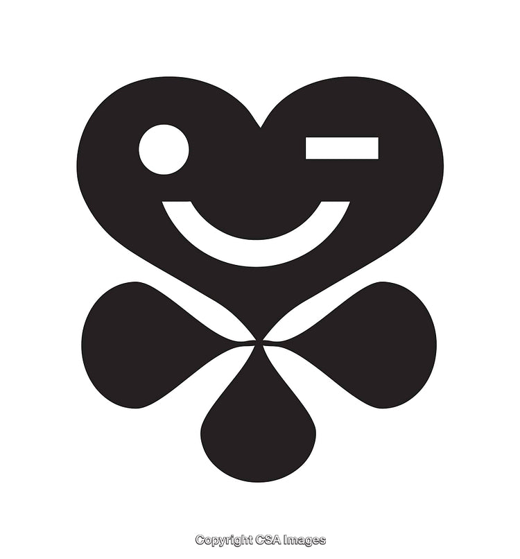 Abstract Black and White Symbol of Heart and Clover Design