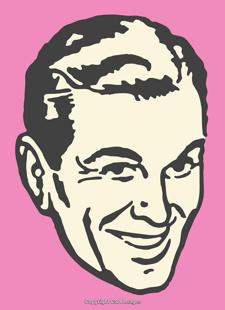 Vintage Style Illustration of a Smiling Man With Pink Background