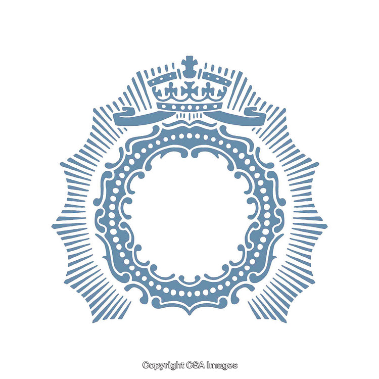 Elegant Ornamental Frame with Crown Symbol on a White Background