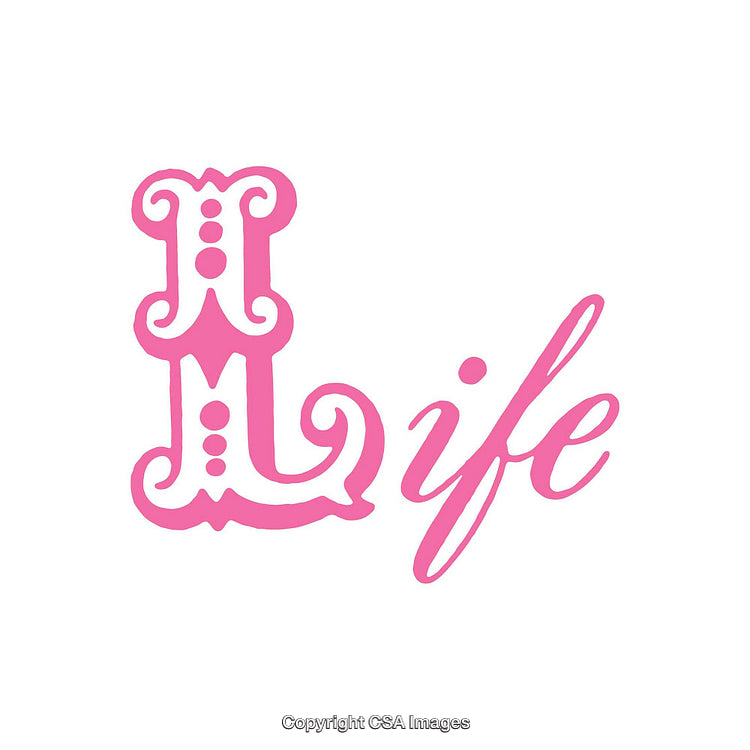 Elegant Pink Typography Design Featuring the Word 'Life' in Artistic Style
