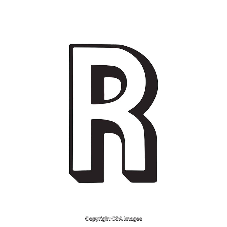 Bold Black and White Decorative Letter R Illustration