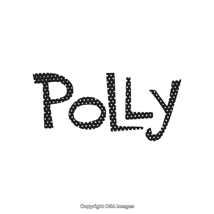 Polka Dot Styled Word Label Design in Black and White Vector Art
