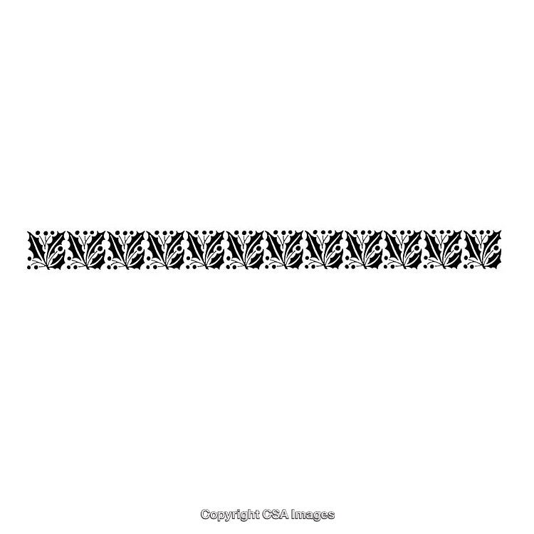 Black and White Decorative Border Design with Floral Elements in Repeating Pattern