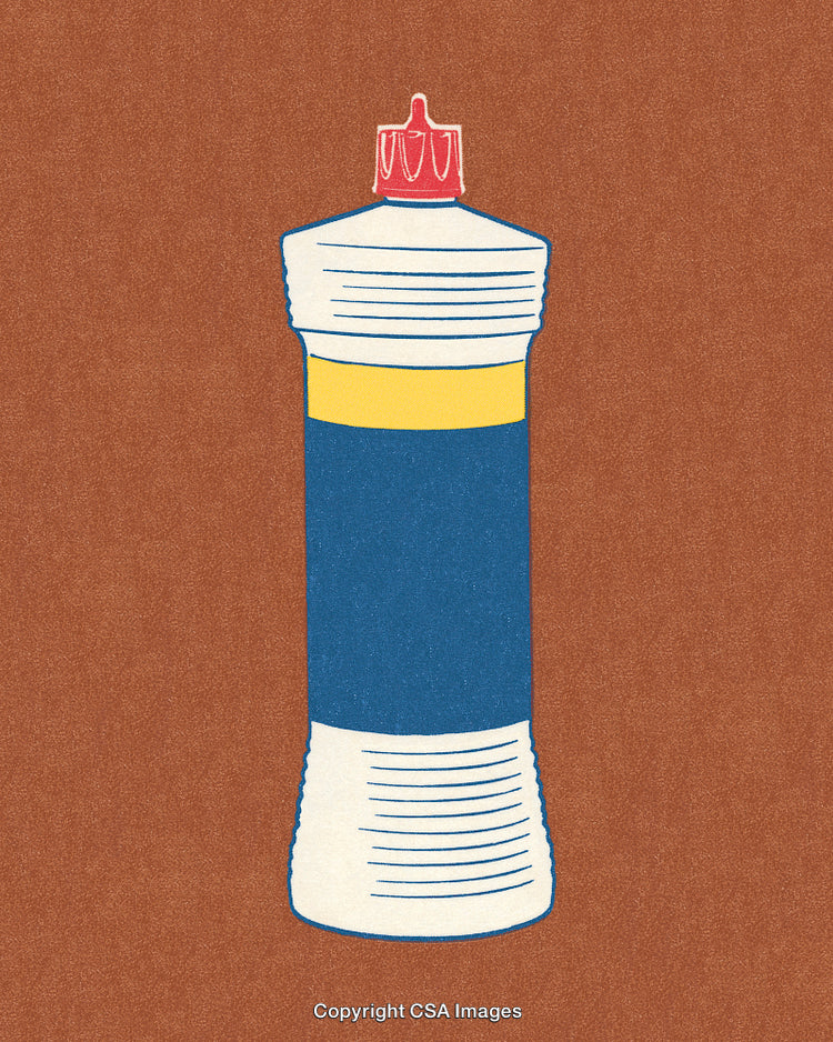 Illustration of a Plastic Bottle Container Against a Textured Brown Background