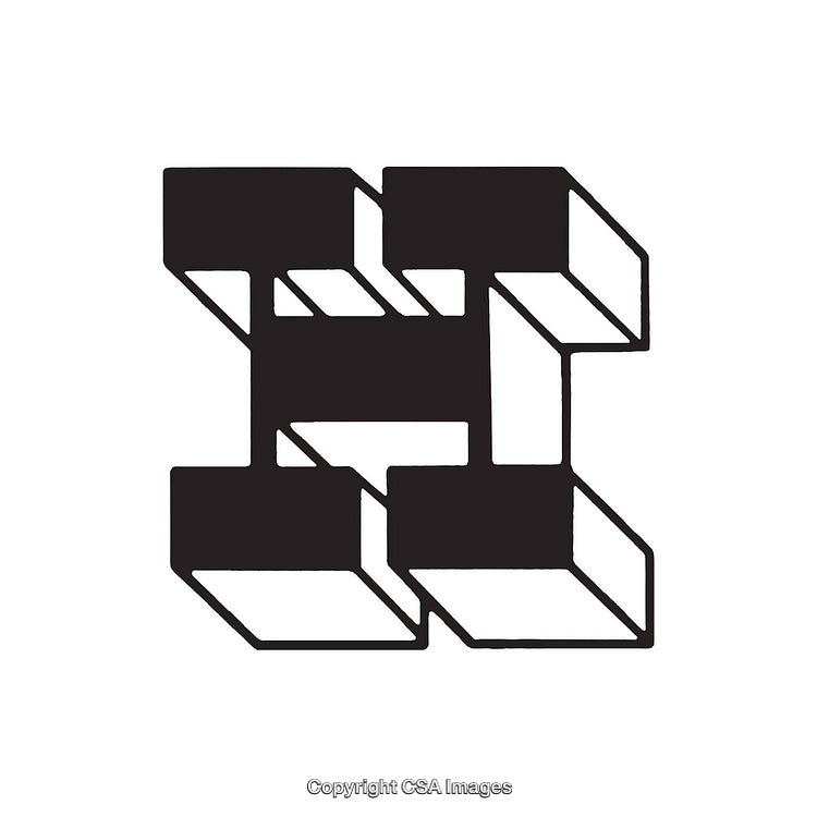 Geometric Black and White Stylized Letter H Symbol Design