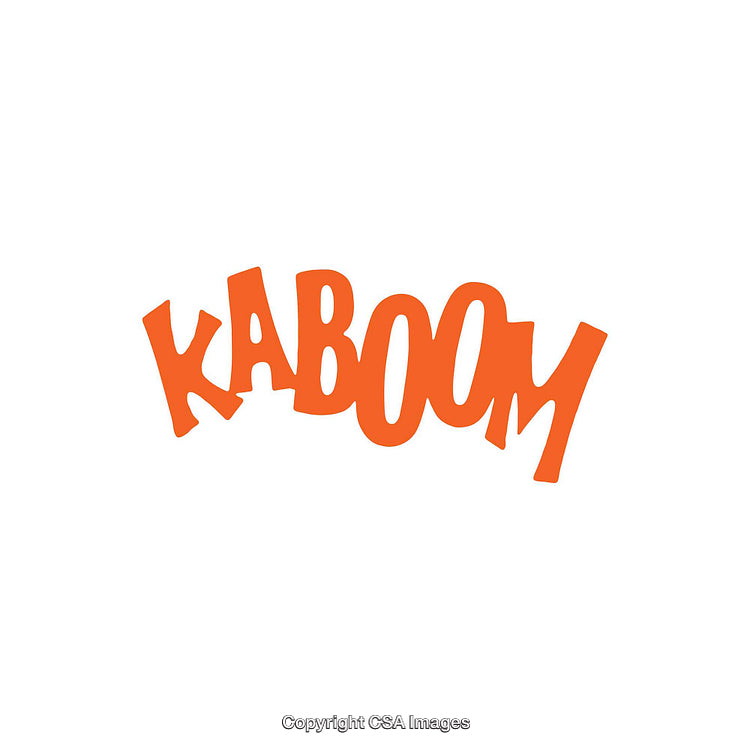 Dynamic Orange Kaboom Text on White Background with Bold Typography
