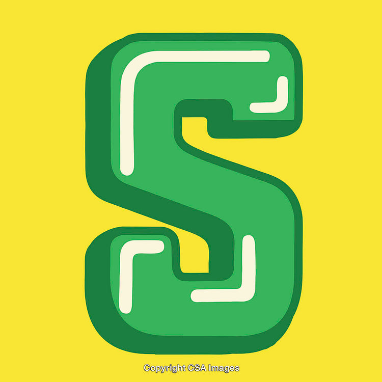 Green Letter S Design on Bright Yellow Background