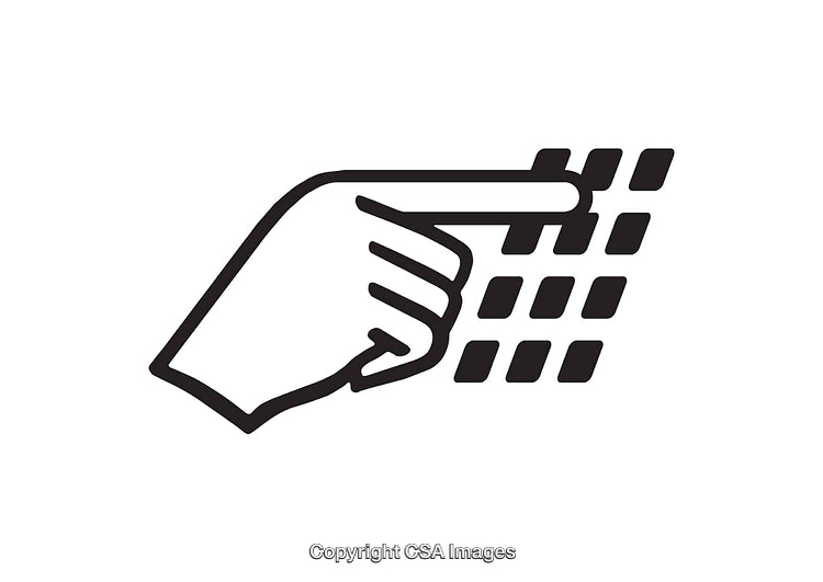 Black and White Line Art of a Finger Pressing Buttons