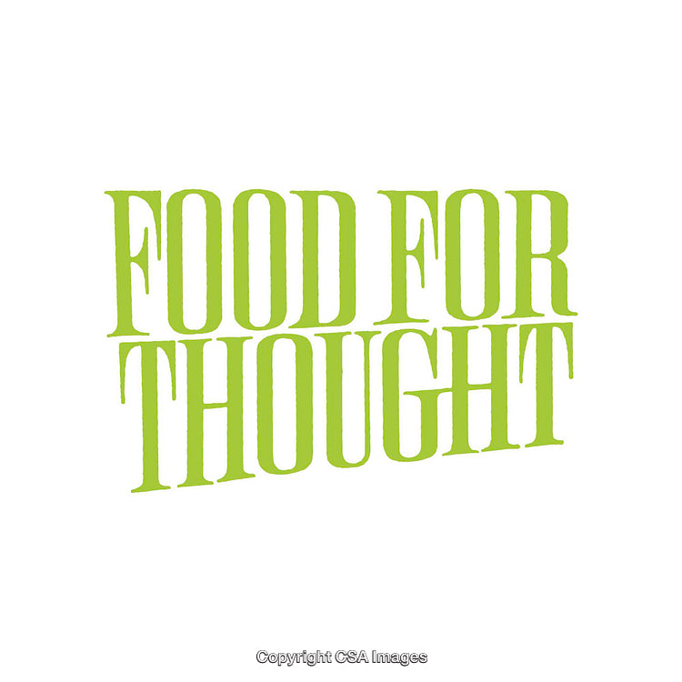 Inspirational Green Typography Reading Food for Thought on White Background