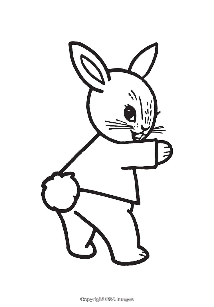 Adorable Line Art Illustration of a Cute Bunny in Playful Pose