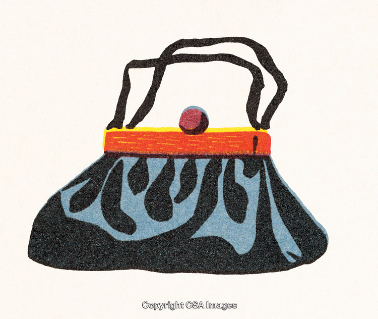 Colorful Artistic Illustration of a Retro Handbag with Simplistic Charm