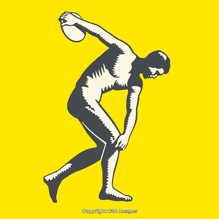 Graphic Illustration of an Ancient Greek Discus Thrower in Dynamic Pose