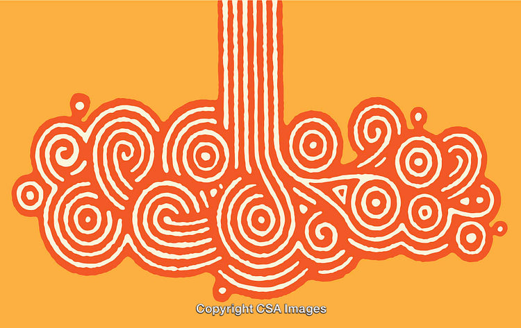 Abstract Line Art Design with Red and White Swirling Patterns