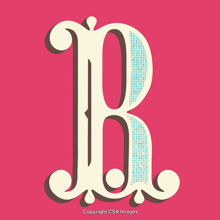 Elegant Ornate Typographic Letter B on Bright Pink Background