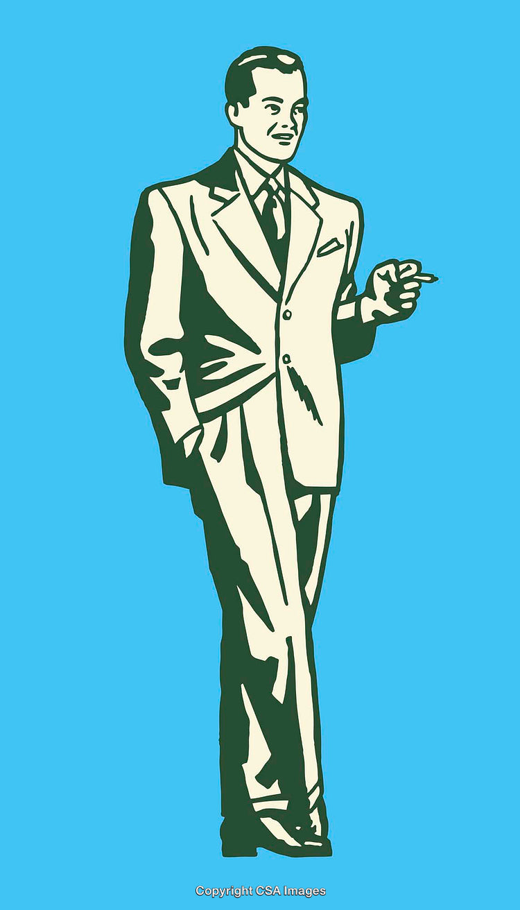 Retro Illustration of a Stylish Man in a Suit Holding a Cigarette