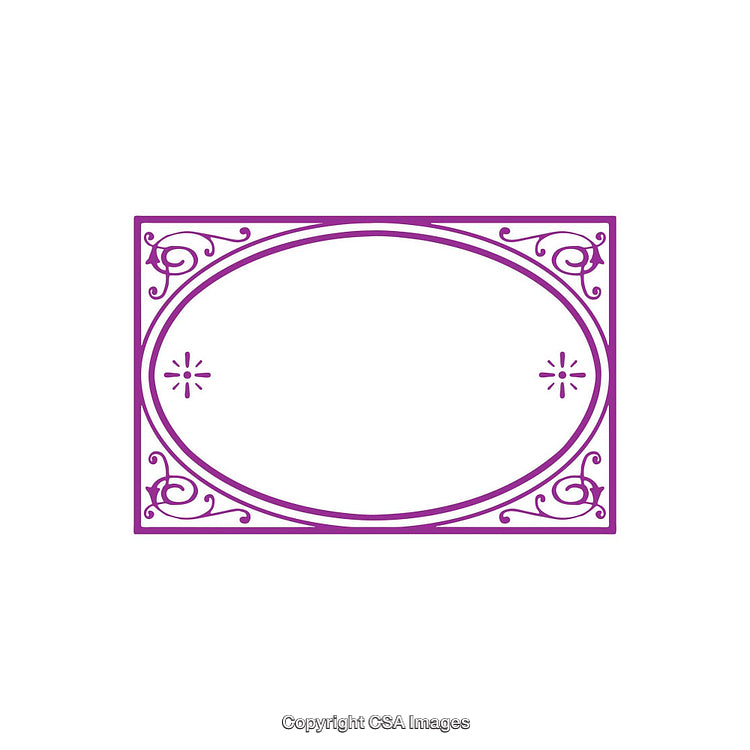Elegant Purple Ornate Frame with Decorative Flourishes and Space for Text