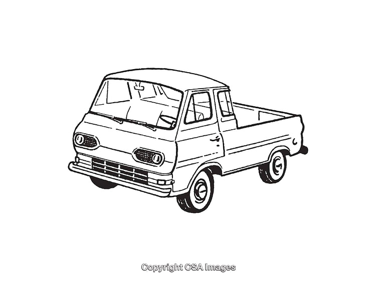 Vintage Line Art Illustration of a Classic Pickup Truck Design