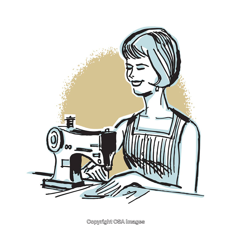 Illustration of a Woman Working on a Sewing Machine Career